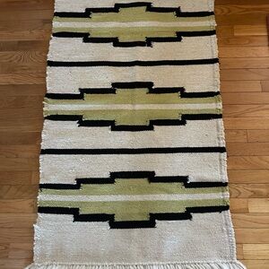 Modern Geometric Runner Rug - Black, Green, and Cream